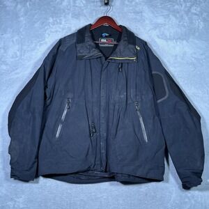 RLX Ralph Lauren Ski Jacket Mens XL Black Insulated Full Zip Snow Technical FLAW